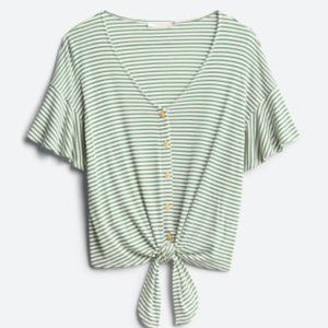 Lilian Button Down Tie Front Knit Top